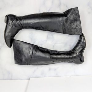 Aldo Over-the-knee black leather flat boots